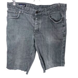 Patagonia 36 (34” Actual) Organic Cotton Cutoff Jean Shorts Gray Button Fly